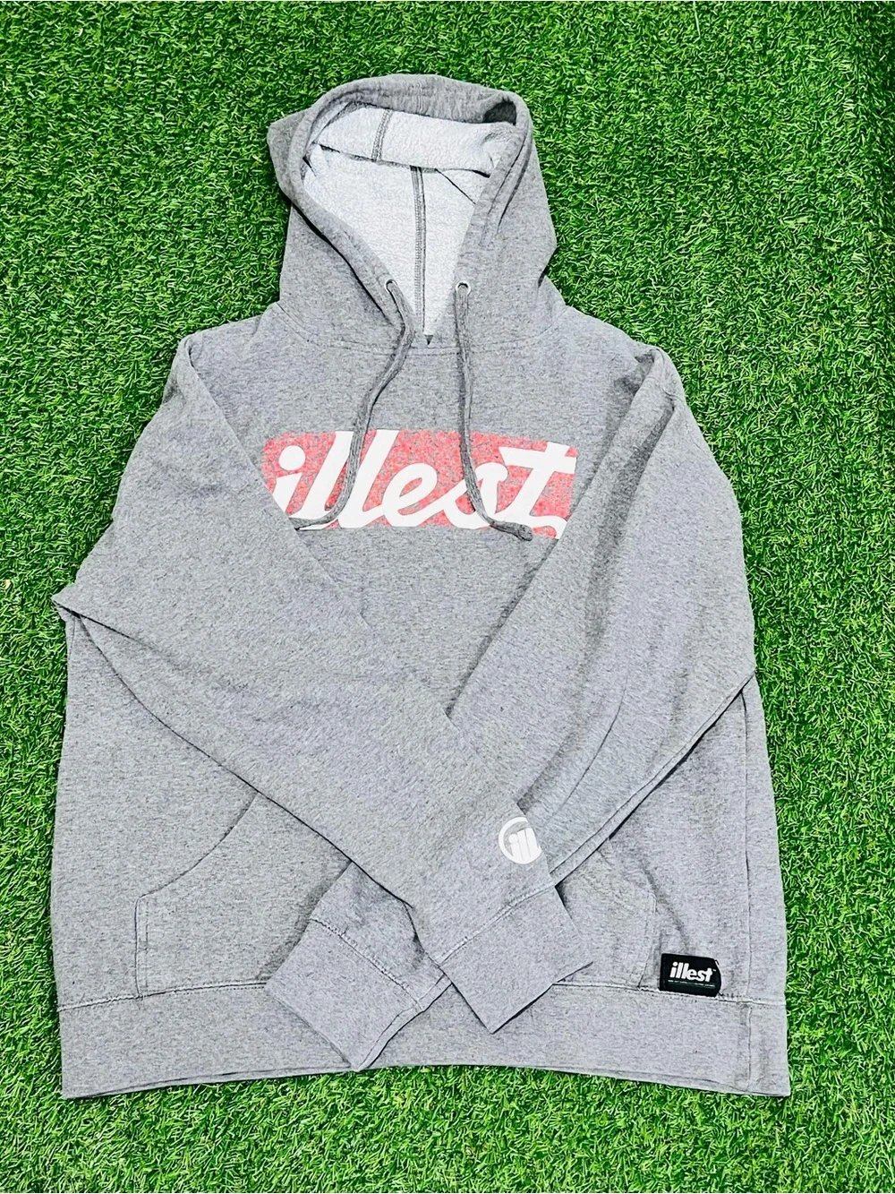 Illest Gray Pullover Hoodie Mens Streetwear Box Logo Size Large💎 - Picture 4 of 7